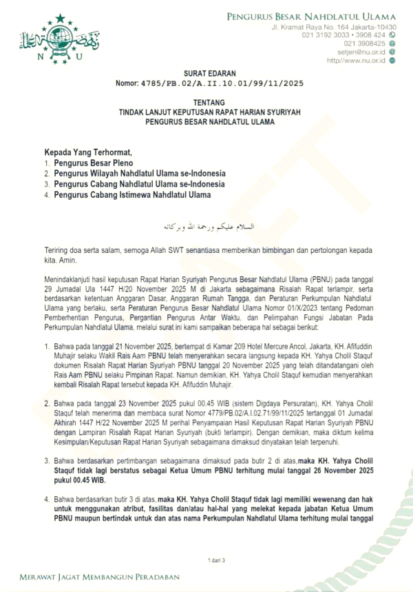 Gus Yahya Cholil Staquf Resmi Berhenti dari Jabatan Ketum PBNU