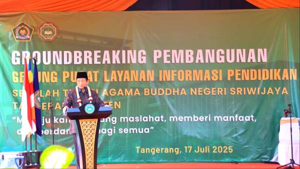 Negara Hadir untuk Umat Buddha, Menag Letakkan Batu Pertama Pusat Layanan STABN Sriwijaya