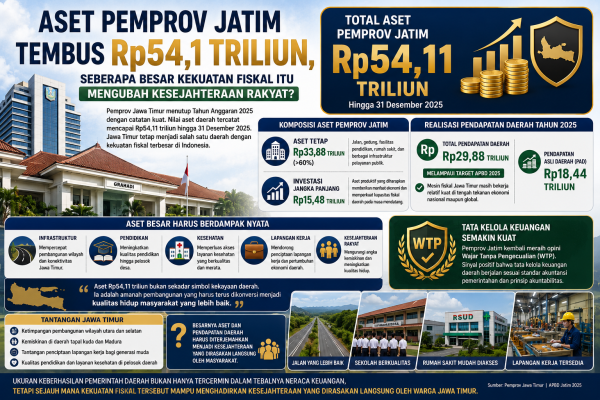 Aset Pemprov Jatim Tembus Rp54,1 Triliun, Seberapa Besar Kekuatan Fiskal Itu Mengubah Kesejahteraan Rakyat?