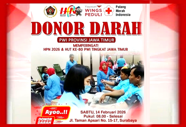 Peringati HPN 2026, PWI Jatim Kembali Gelar Donor Darah