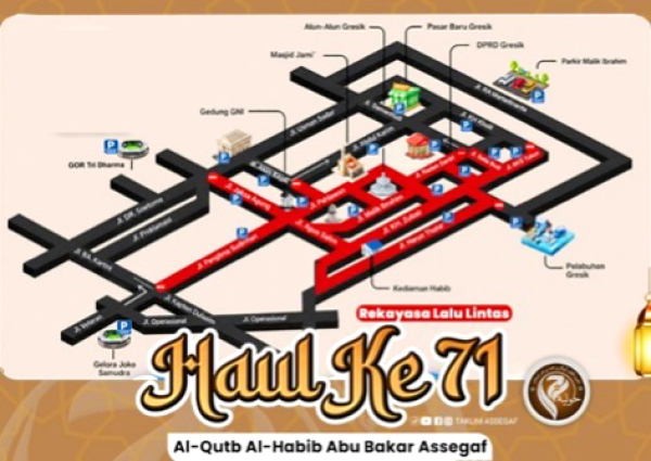 Haul Habib Abu Bakar Assegaf Gresik 2026 Siapkan 32 Titik Parkir, 14 Ruas Jalan Ditutup