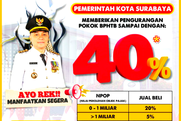 Diskon BPHTB 40 Persen, Kado Hari Pahlawan dari Pemkot Surabaya
