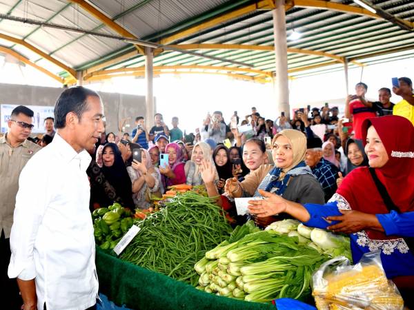 Jelang Lebaran, Jokowi Pantau Stok dan Harga Bahan Pokok di Pasar Rakyat Merangin