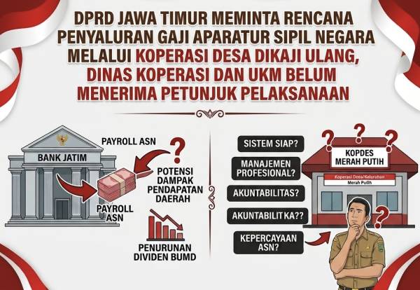 DPRD Jatim Minta Rencana Gaji ASN Lewat Kopdes Dikaji Ulang, Dinas Koperasi Belum Terima Petunjuk