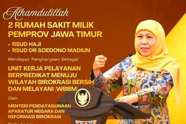 Dua RSUD Pemprov Jatim Raih WBBM, Gubernur Tekankan Reformasi Berdampak Nyata