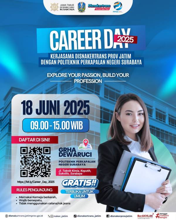 Career Day 2025 Digelar di PPNS Surabaya, Disnaker Jatim Fokuskan Lowongan Manufaktur dan Green Jobs