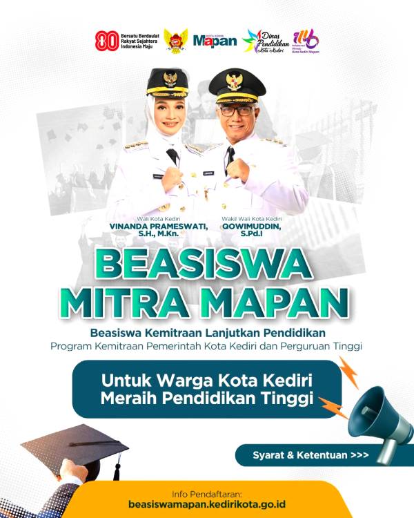 Mimpi Kuliah Gratis Jadi Nyata, Pemkot Kediri Buka Beasiswa Mitra MAPAN 2025
