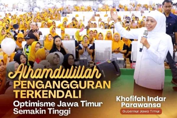 Pengangguran di Jatim Turun Jadi 3,55 Persen, Khofifah Sebut Ekonomi Makin Bergerak Positif