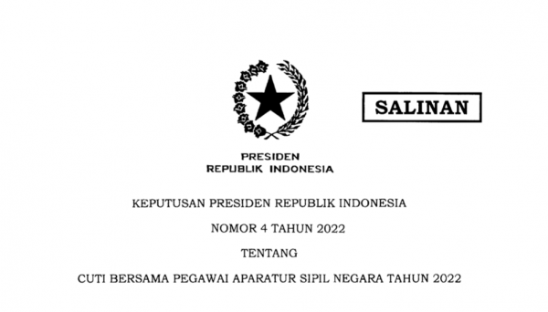 Jokowi Terbitkan Keppres 4/2022 tentang Cuti Bersama ASN Tahun 2022