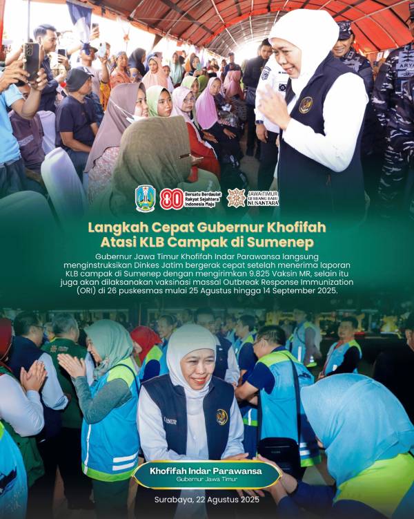 Khofifah Gerak Cepat Atasi KLB Campak di Sumenep, 9.825 Vaksin MR Disiapkan untuk 26 Puskesmas