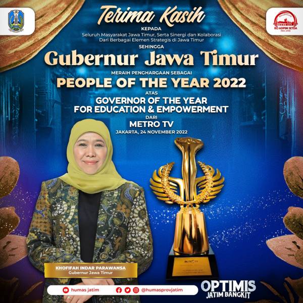 Khofifah Raih Predikat Governor of The Year for Education and Empowerment Tahun 2022