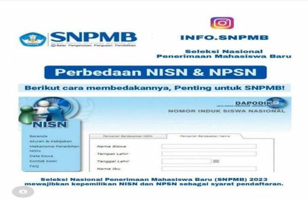 Beda NISN dan NPSN untuk Daftar SNPMB 2023